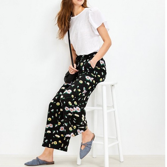 🌼 LOFT BLACK FLORAL LINEN BLEND WIDE LEG PANTS! - Picture 12 of 12